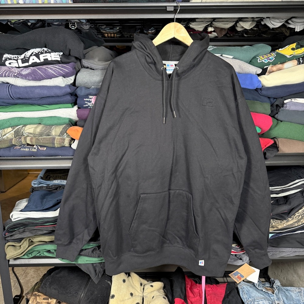NWT Russell Athletic Mens Black Hoodie Pullover Sweatshirt XL